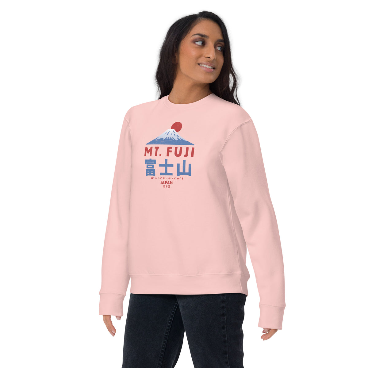Mt. Fuji Japan vintage graphic, printed on a SodaPop Cool crew sweatshirt.