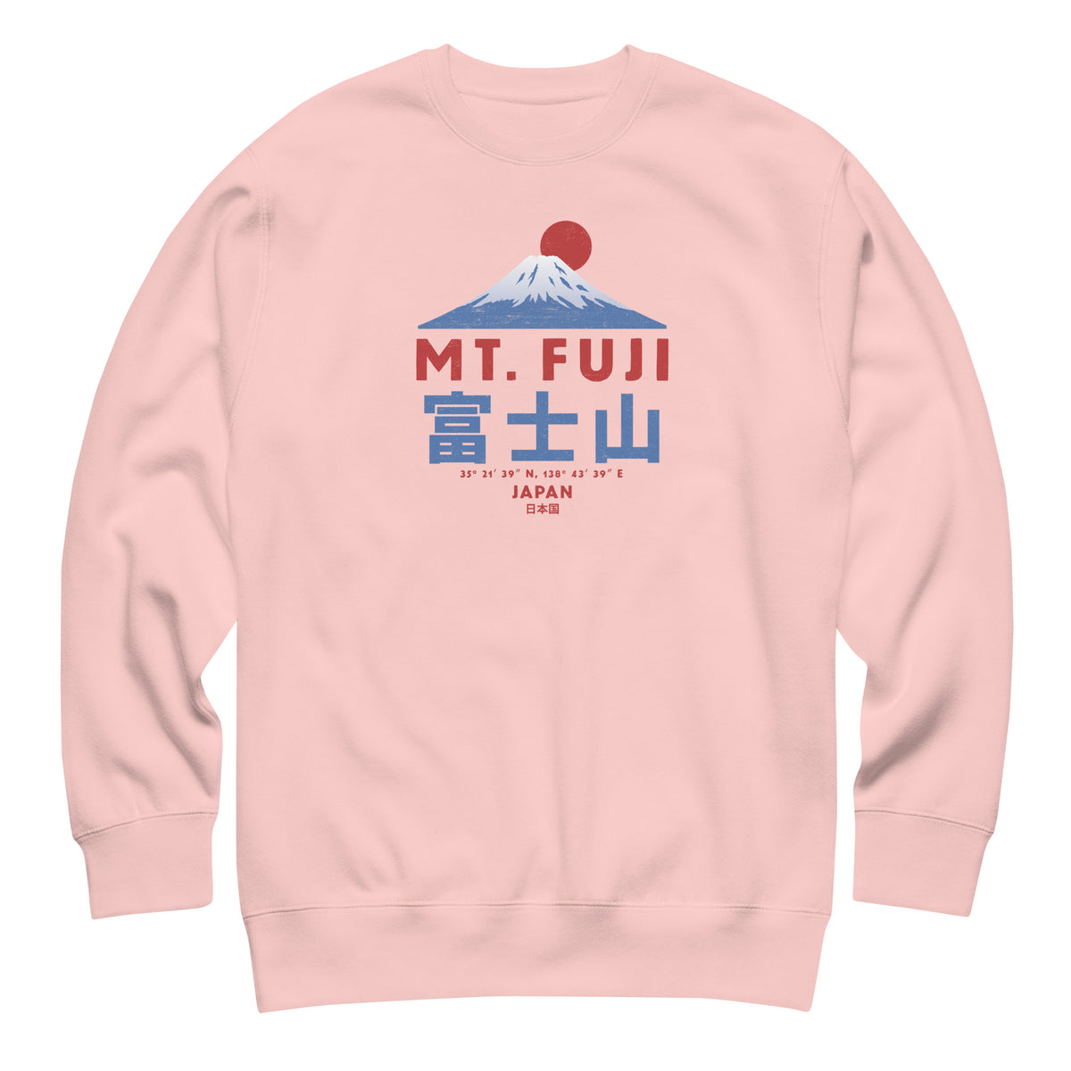 Mt. Fuji Japan vintage graphic, printed on a SodaPop Cool crew sweatshirt.