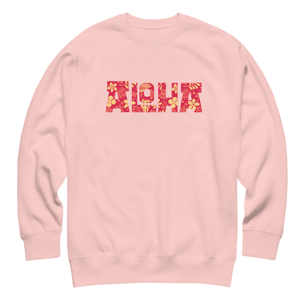Aloha Hawaii Billboard Flowers vintage graphic, printed on a SodaPop Cool crew sweatshirt.