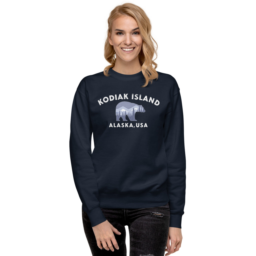 Kodiak Island Alaska Park Bear vintage graphic, printed on a SodaPop Cool crew sweatshirt.