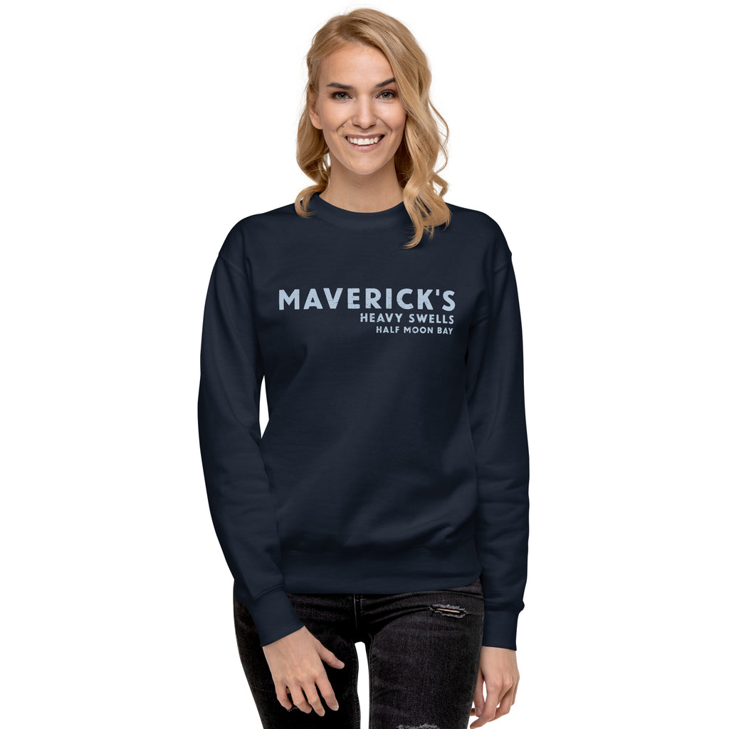 Maverick's Surfing California vintage graphic, printed on a SodaPop Cool crew sweatshirt.