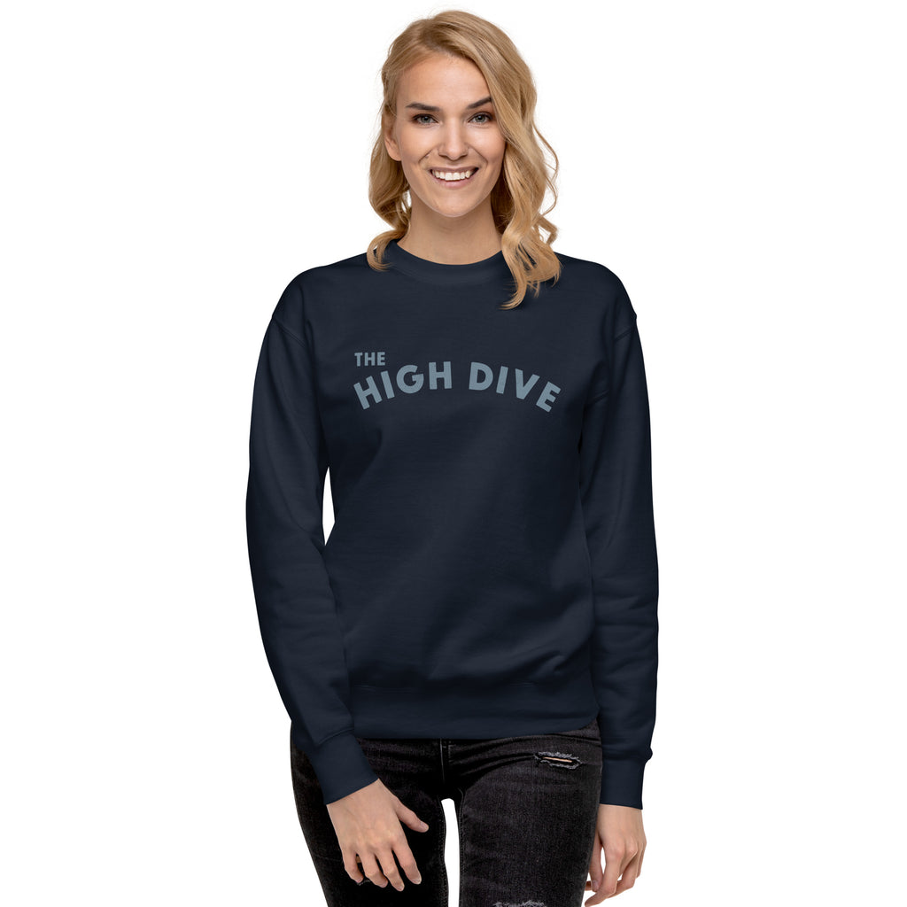 The High Dive vintage graphic, printed on a SodaPop Cool crew sweatshirt.