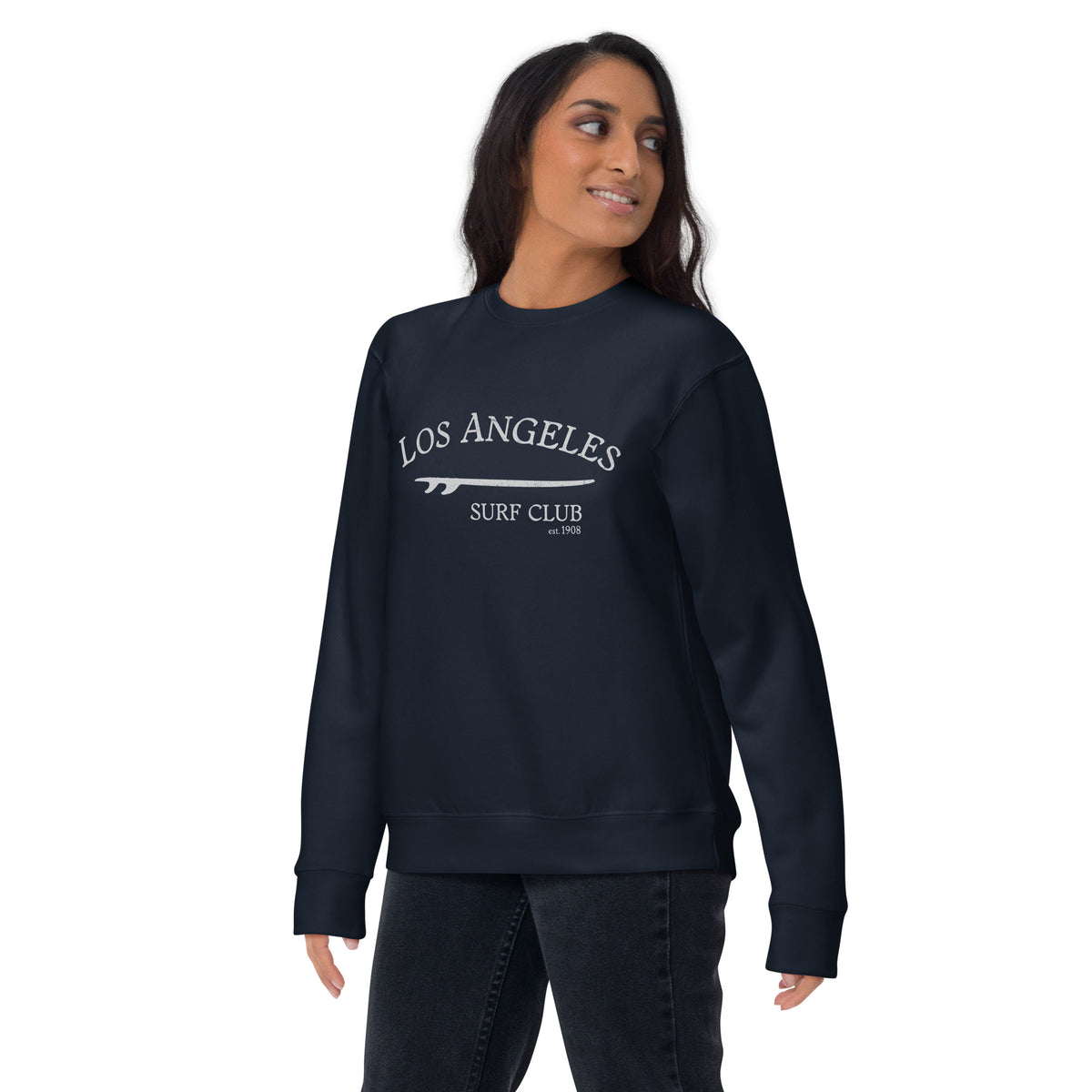Los Angeles California Surf Club vintage graphic, printed on a SodaPop Cool crew sweatshirt.