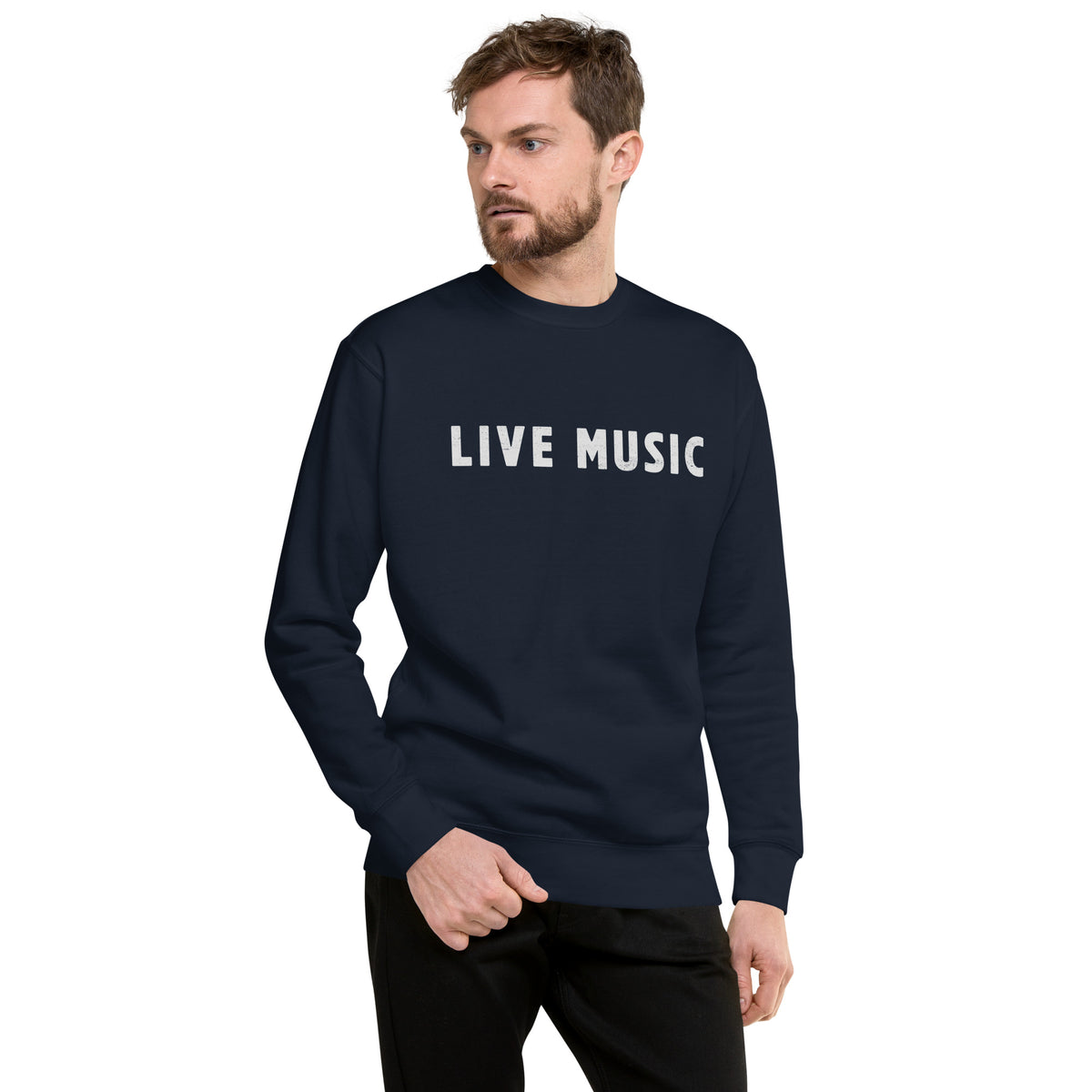 Live Music vintage graphic, printed on a SodaPop Cool crew sweatshirt.