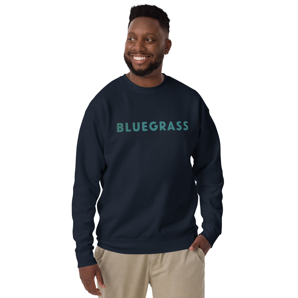Bluegrass vintage graphic, printed on a SodaPop Cool crew sweatshirt.