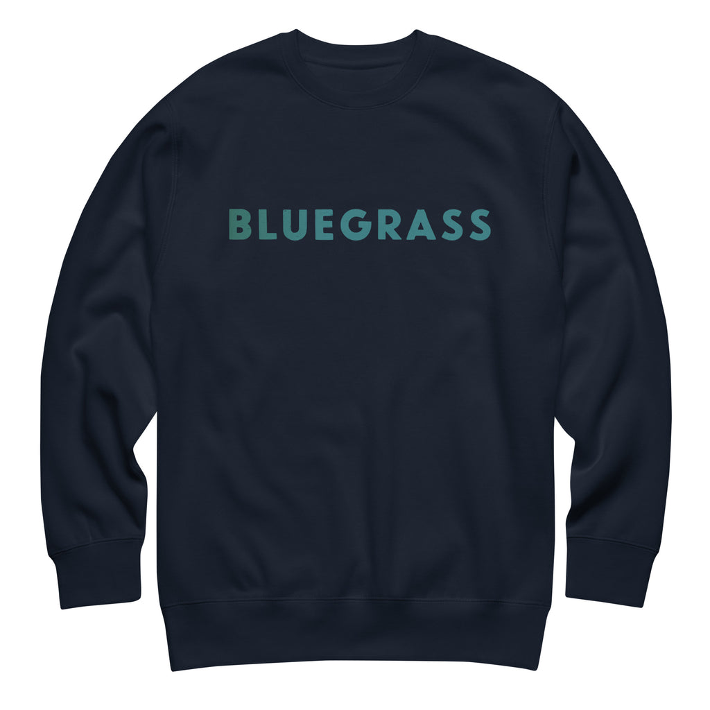 Bluegrass vintage graphic, printed on a SodaPop Cool crew sweatshirt.