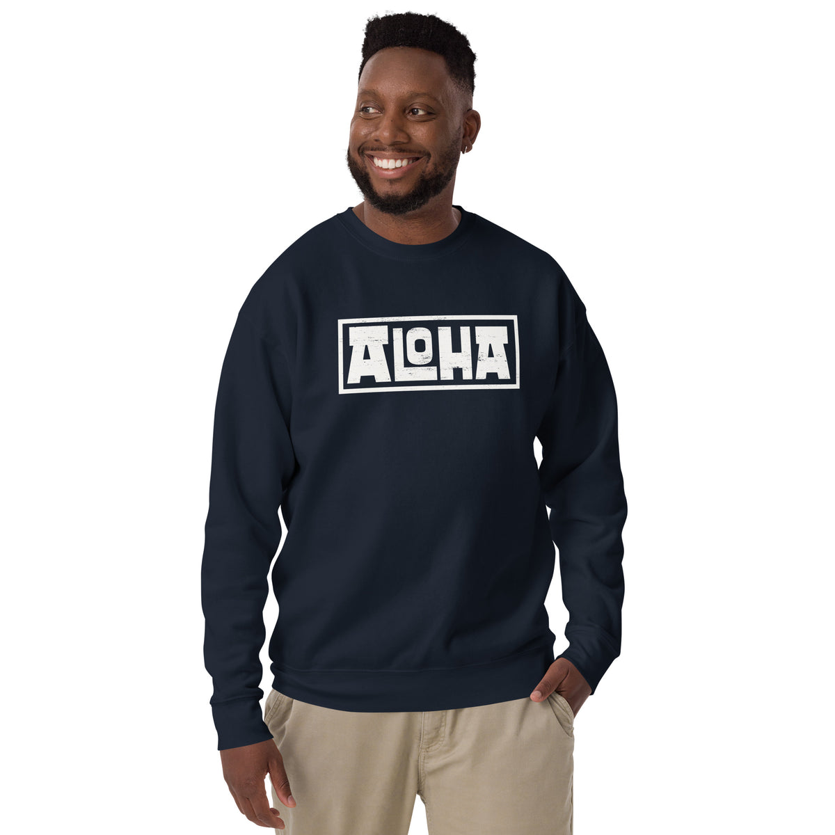 Aloha Hawaii Billboard vintage graphic, printed on a SodaPop Cool crew sweatshirt.