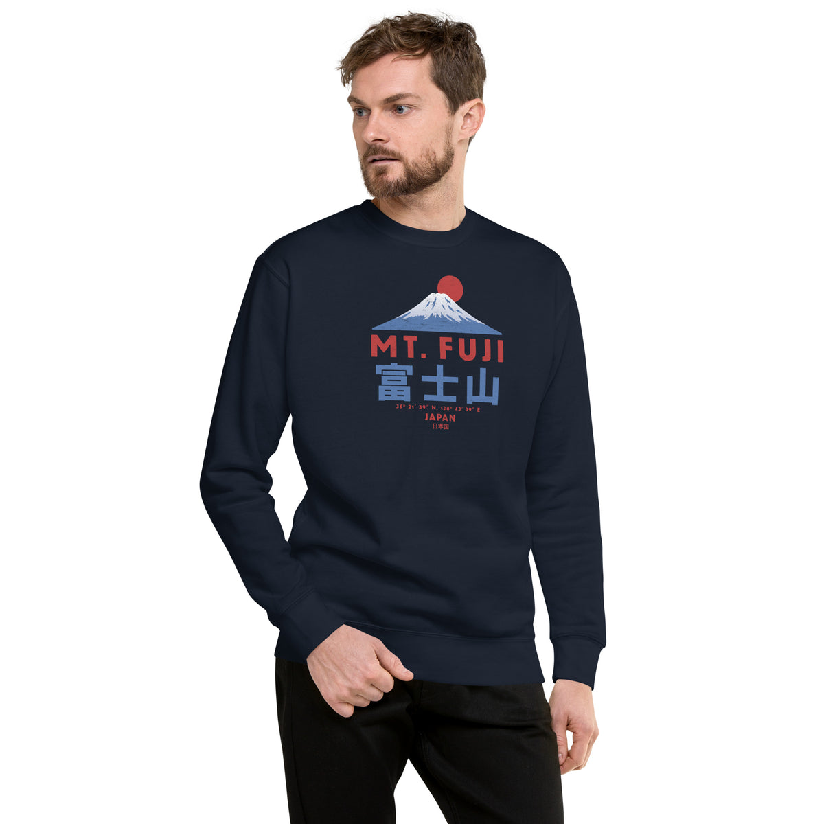 Mt. Fuji Japan vintage graphic, printed on a SodaPop Cool crew sweatshirt.