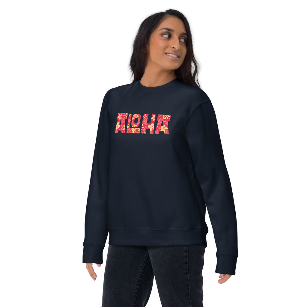 Aloha Hawaii Billboard Flowers vintage graphic, printed on a SodaPop Cool crew sweatshirt.