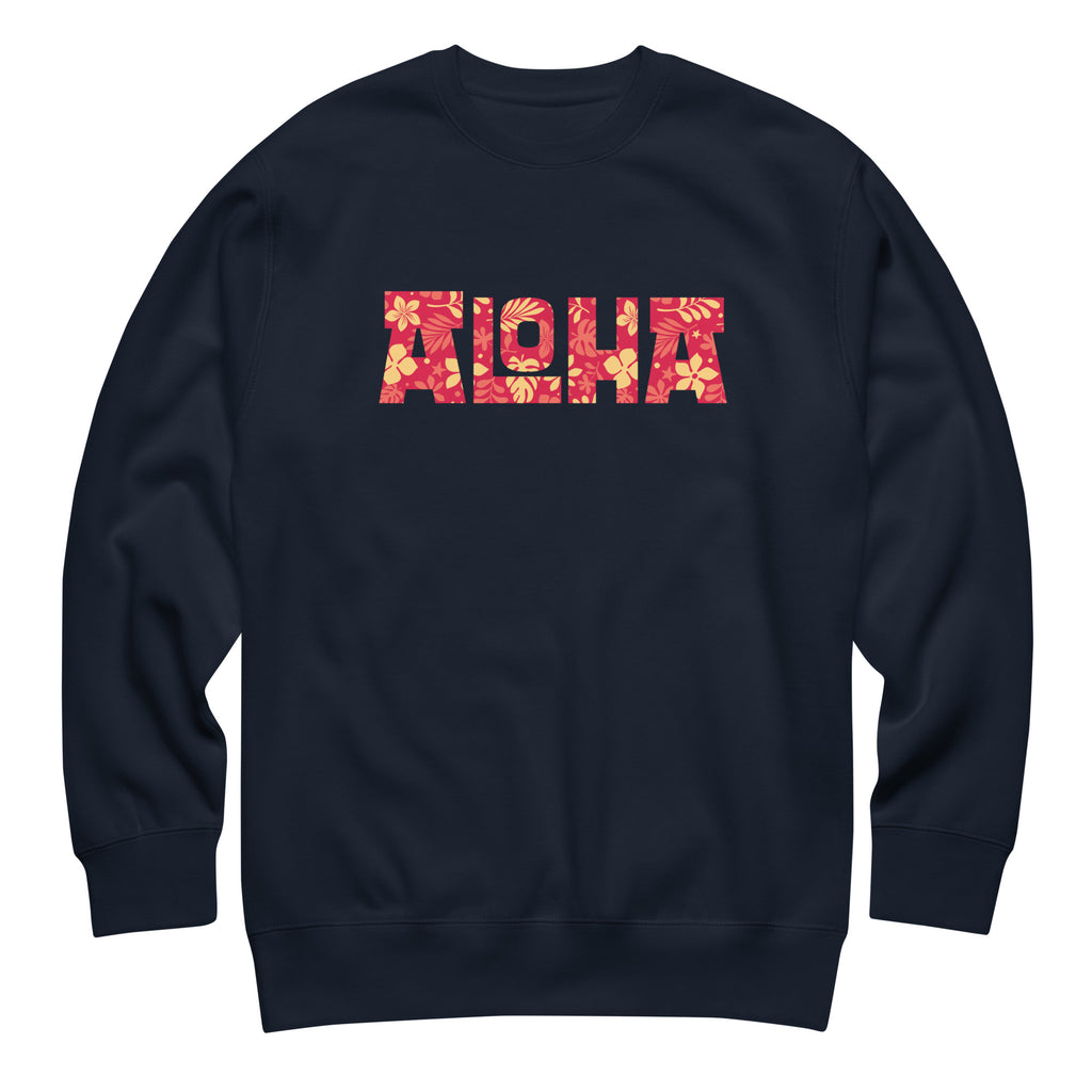 Aloha Hawaii Billboard Flowers vintage graphic, printed on a SodaPop Cool crew sweatshirt.