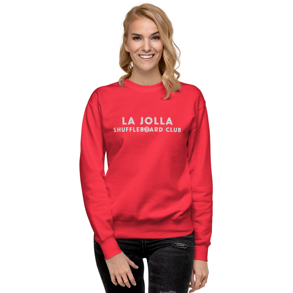 La Jolla Shuffleboard Club 1932 California vintage graphic, printed on a SodaPop Cool crew sweatshirt.