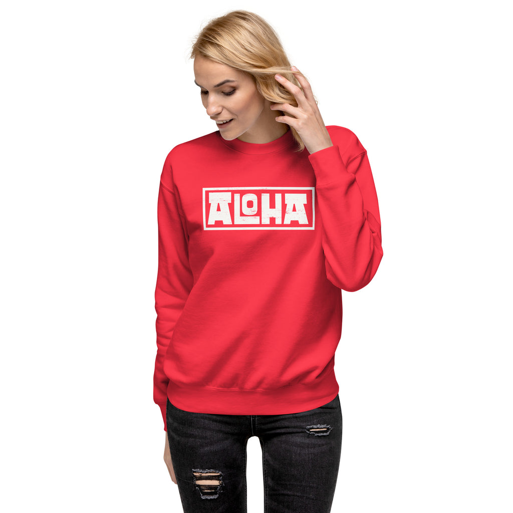 Aloha Hawaii Billboard vintage graphic, printed on a SodaPop Cool crew sweatshirt.