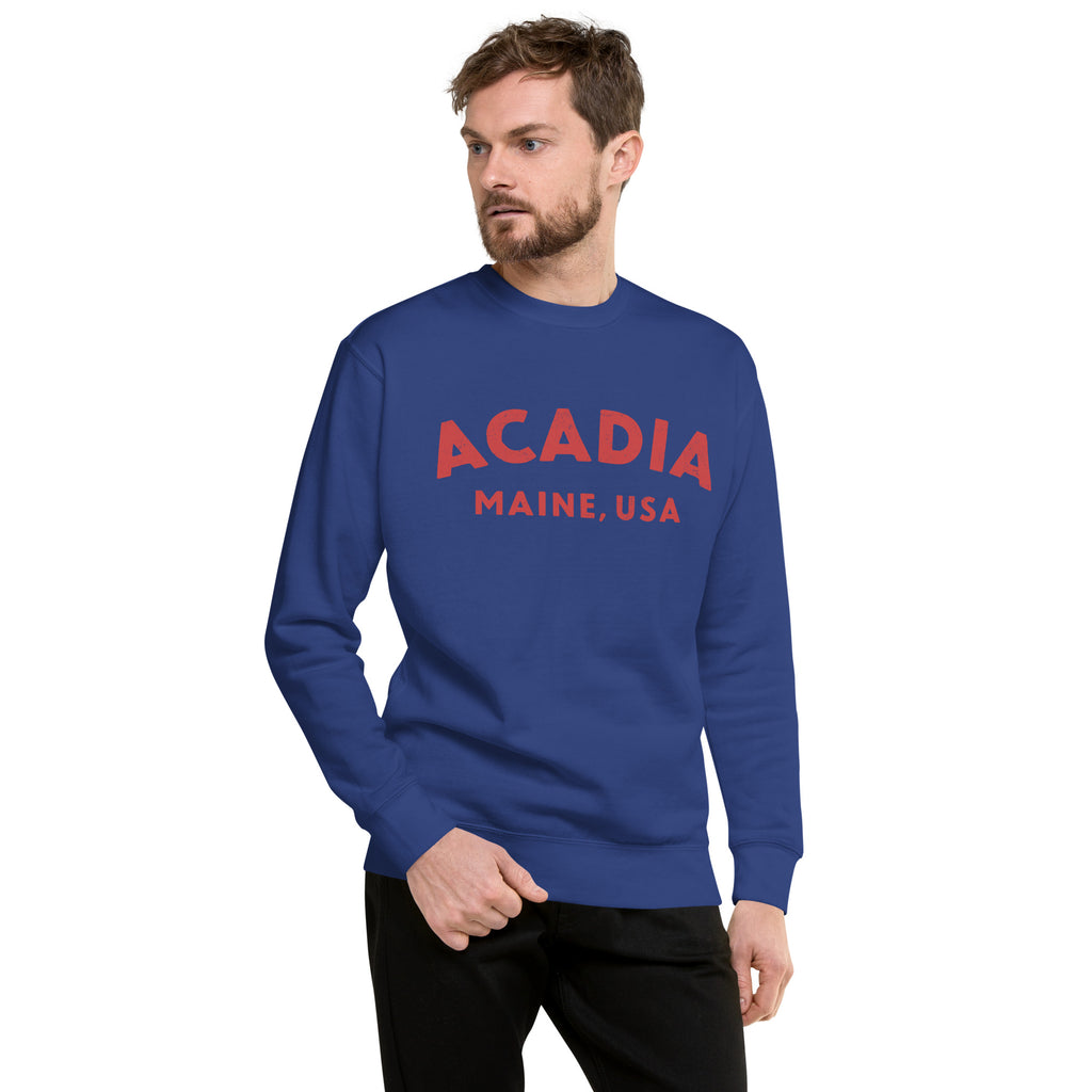 Acadia Maine Park vintage graphic, printed on a SodaPop Cool crew sweatshirt.