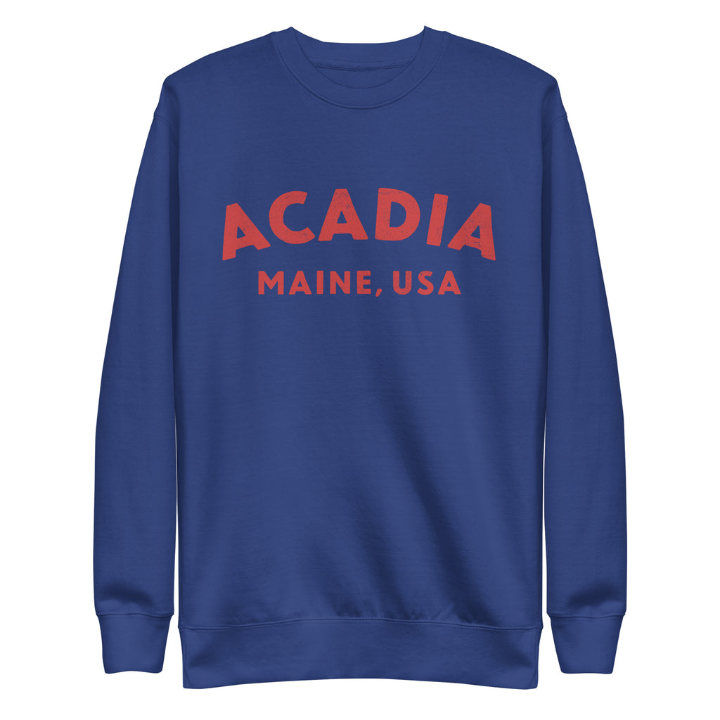 Acadia Maine Park vintage graphic, printed on a SodaPop Cool crew sweatshirt.