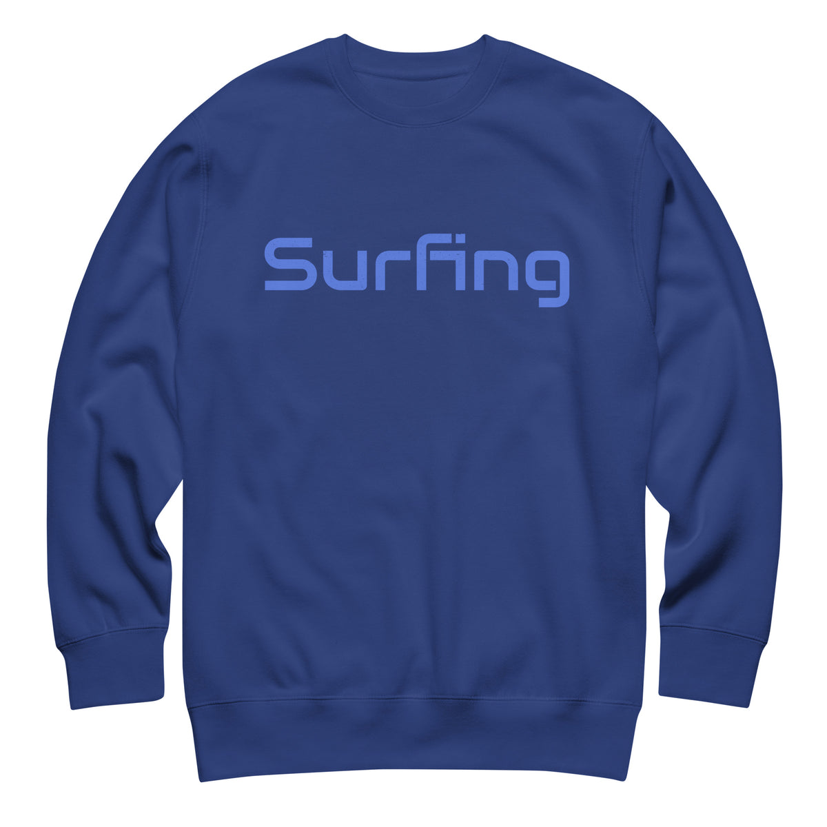 Surfing vintage graphic, printed on a SodaPop Cool crew sweatshirt.