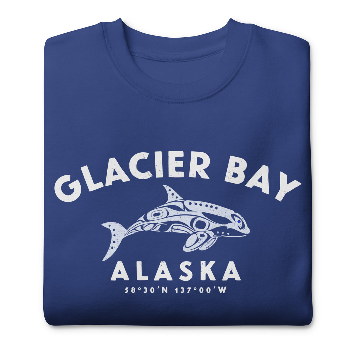 Glacier Bay Alaska Park Orca vintage graphic, printed on a SodaPop Cool crew sweatshirt.