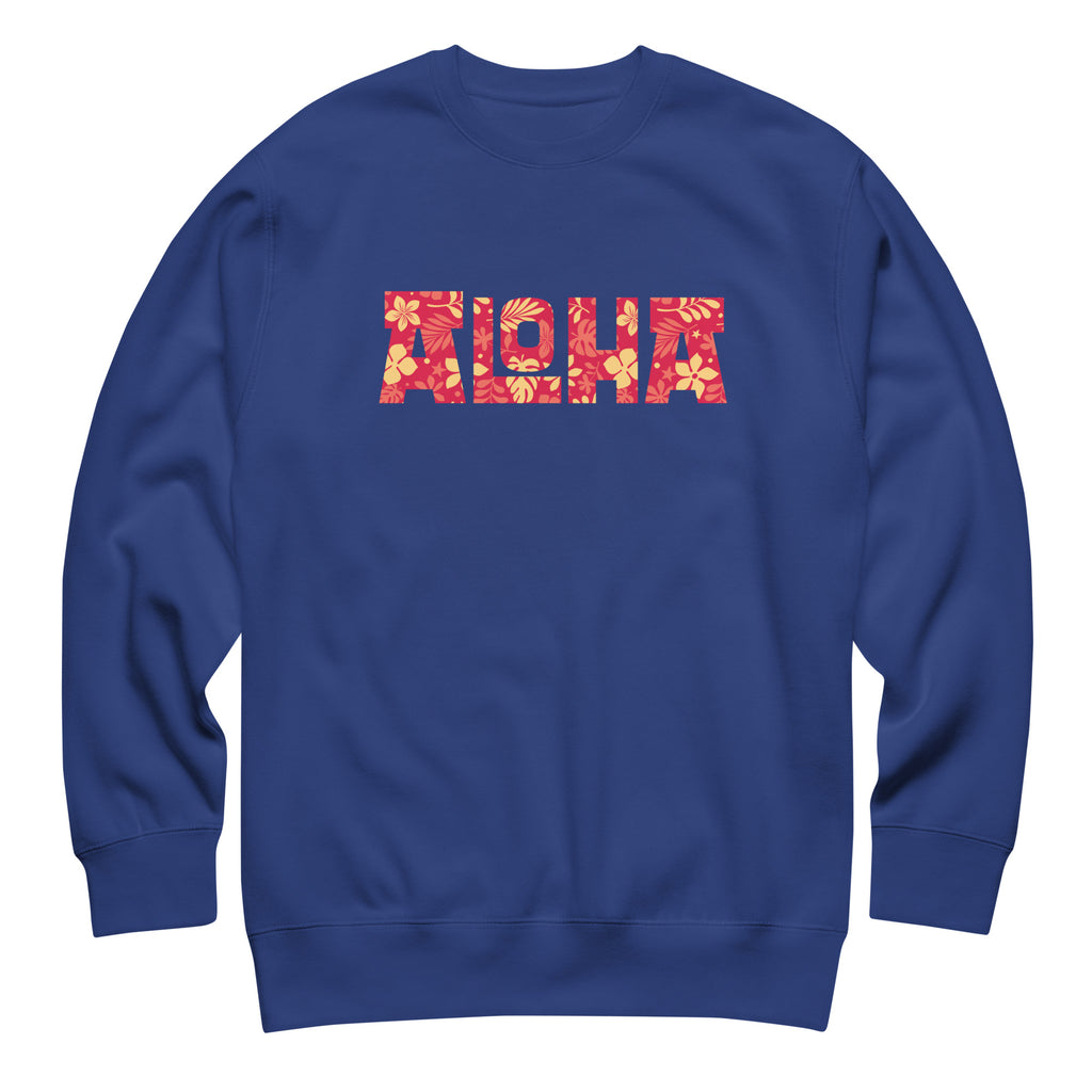 Aloha Hawaii Billboard Flowers vintage graphic, printed on a SodaPop Cool crew sweatshirt.
