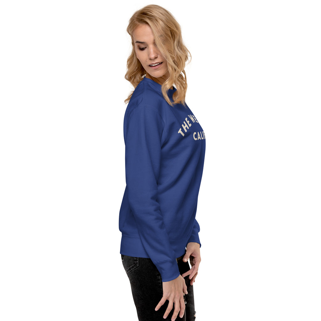 "The Wedge" in classic California surf lettering, printed on a SodaPop Cool crew sweatshirt.