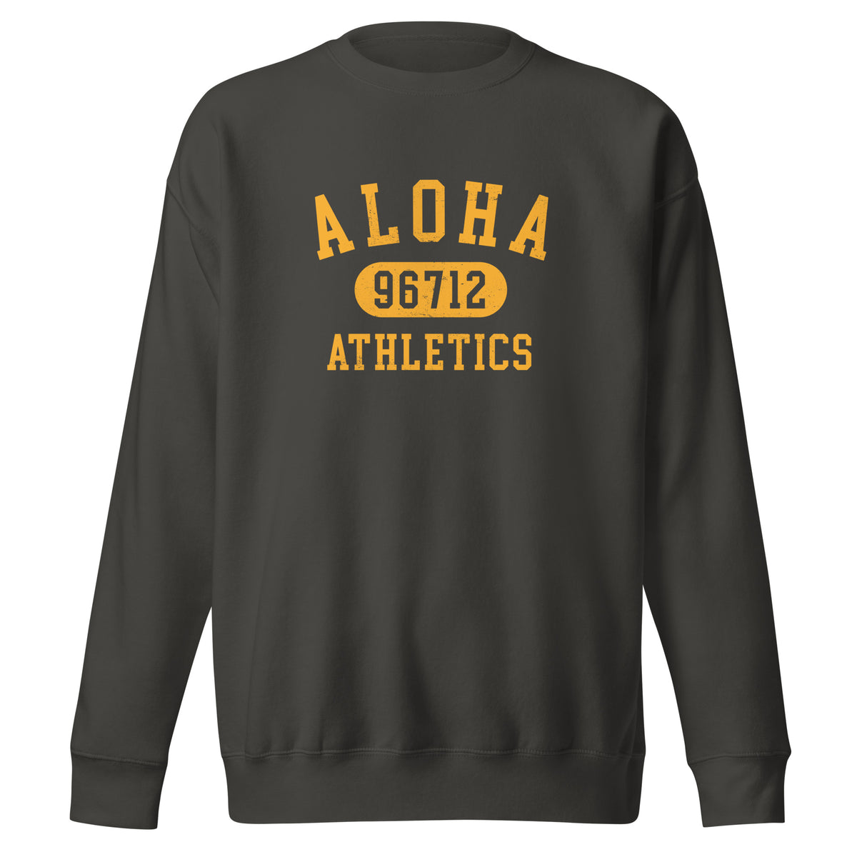 Aloha Hawaii Athletics 96712 vintage graphic, printed on a SodaPop Cool crew sweatshirt.
