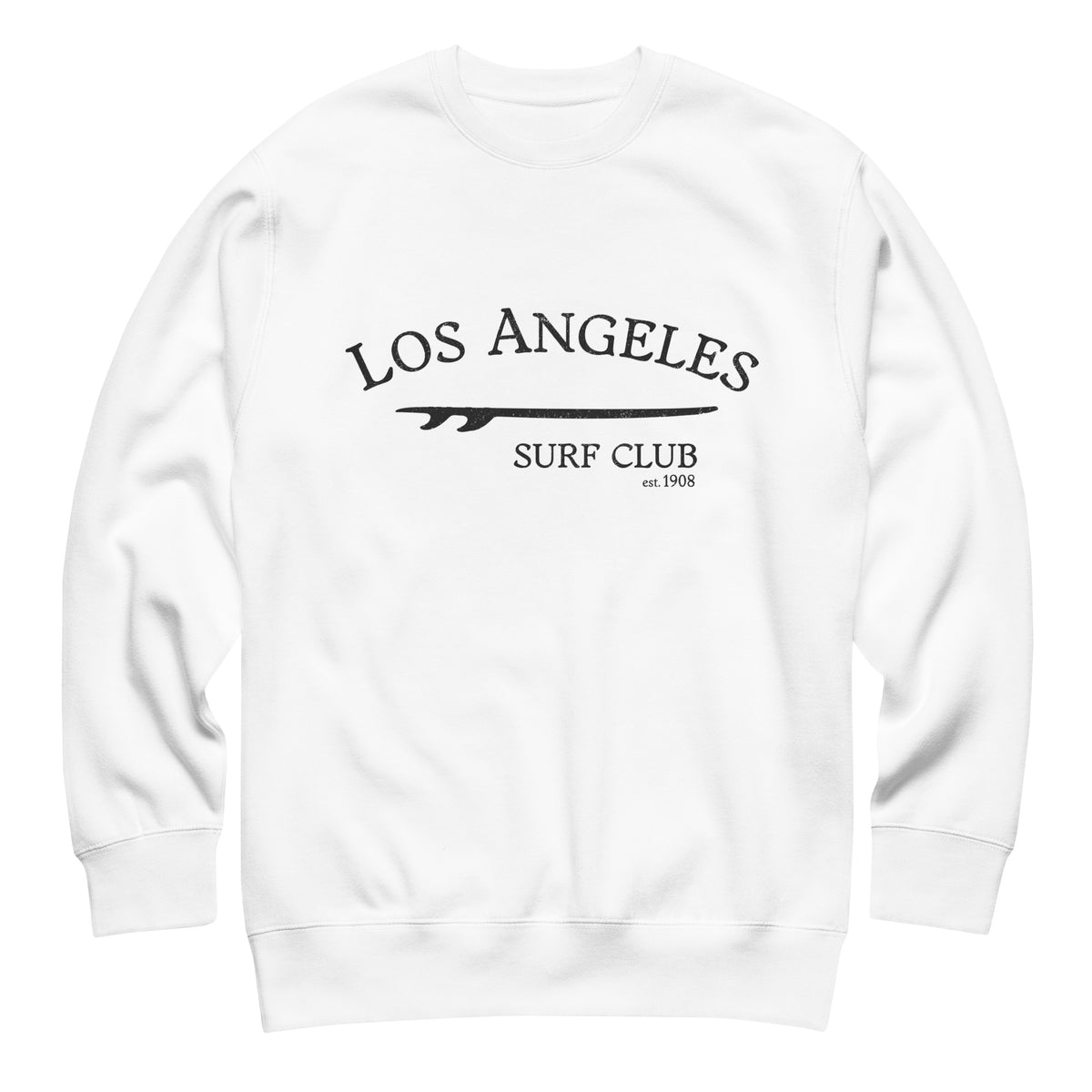 Los Angeles California Surf Club vintage graphic, printed on a SodaPop Cool crew sweatshirt.
