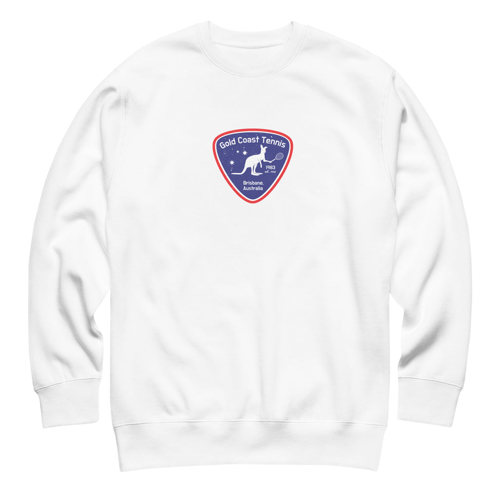 Australia Gold Coast Tennis vintage graphic, printed on a SodaPop Cool crew sweatshirt.