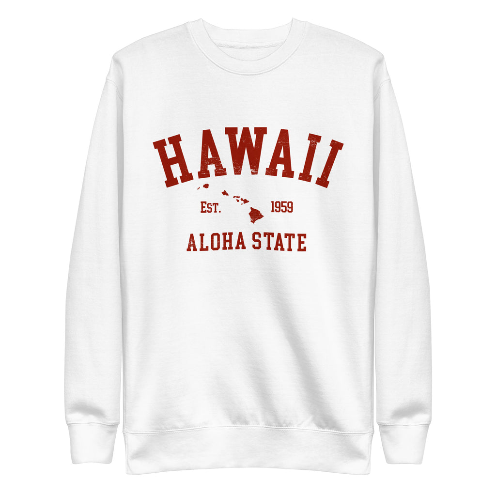 Aloha State of Hawaii vintage graphic, printed on a SodaPop Cool crew sweatshirt.