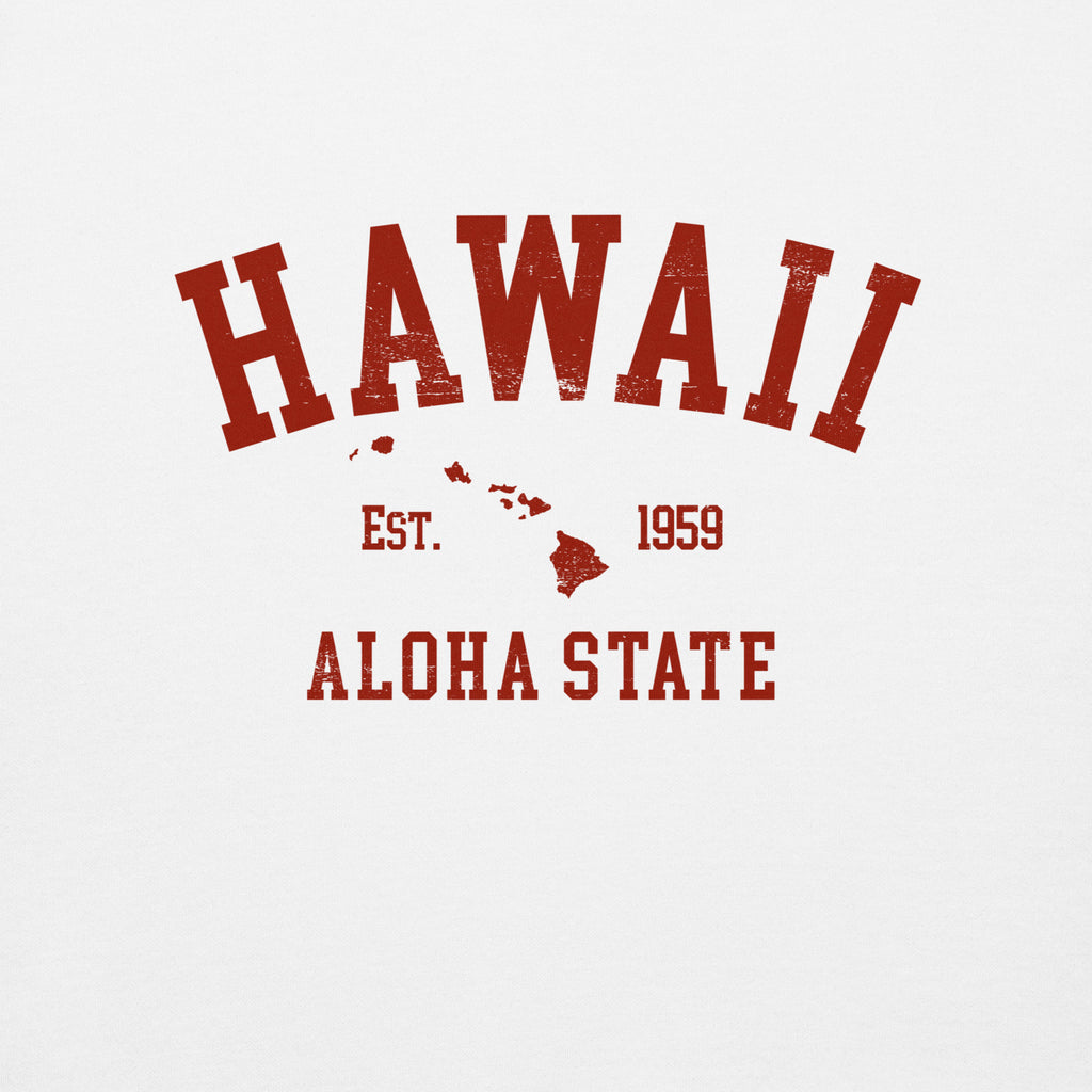 Aloha State of Hawaii vintage graphic, printed on a SodaPop Cool crew sweatshirt.
