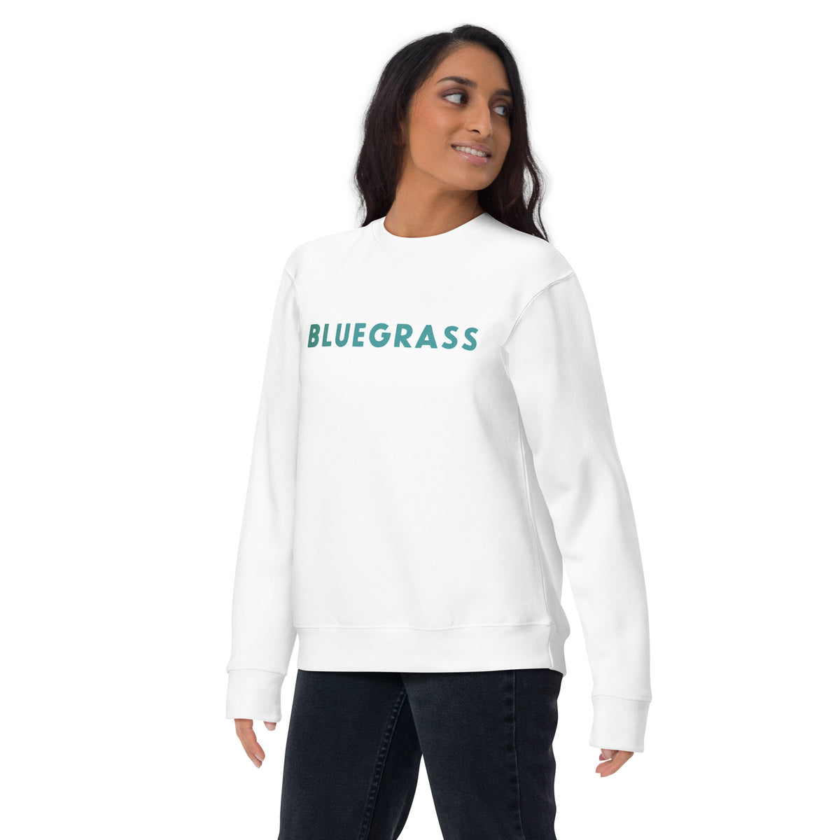 Bluegrass vintage graphic, printed on a SodaPop Cool crew sweatshirt.