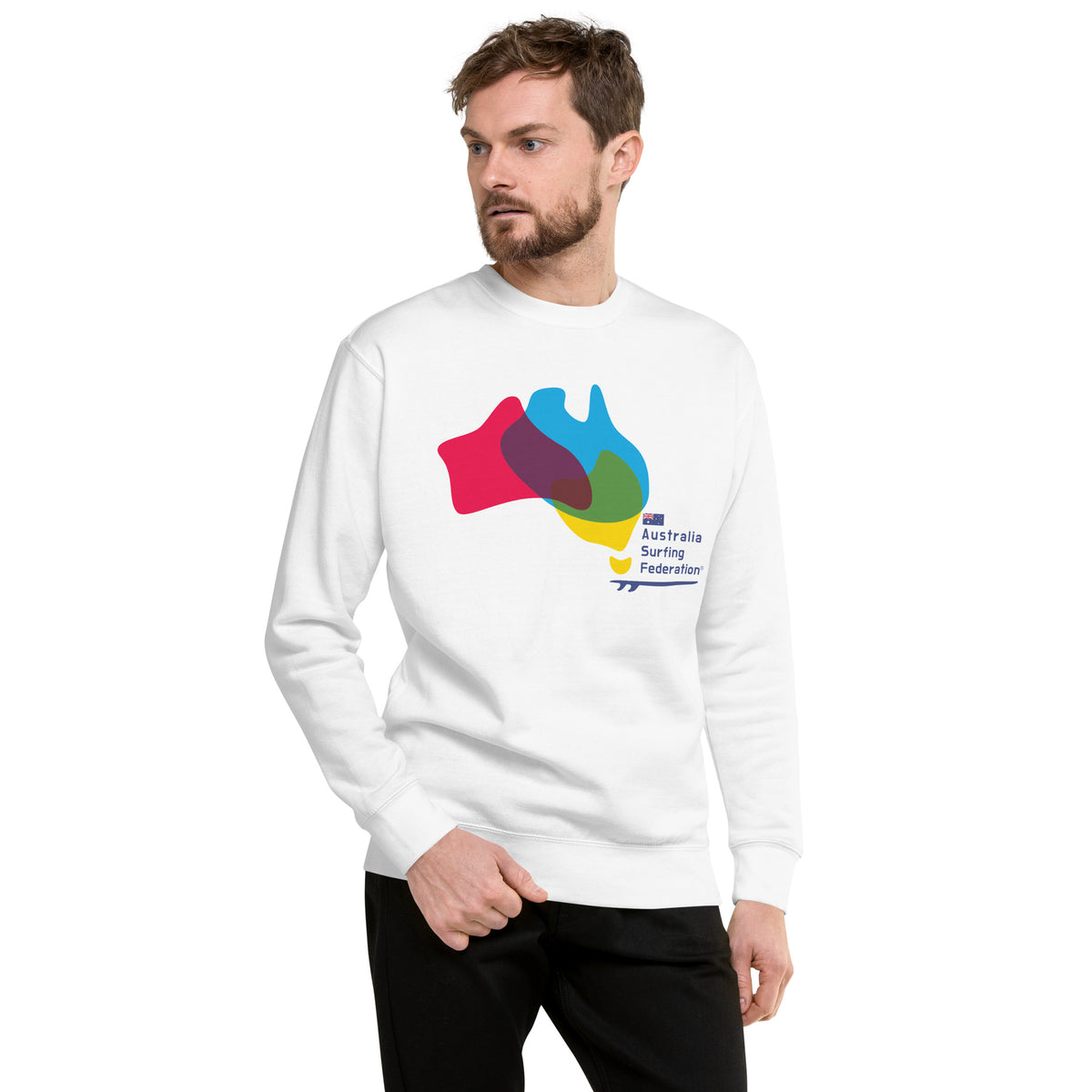 Australia Surfing Federation vintage graphic, printed on a SodaPop Cool crew sweatshirt.