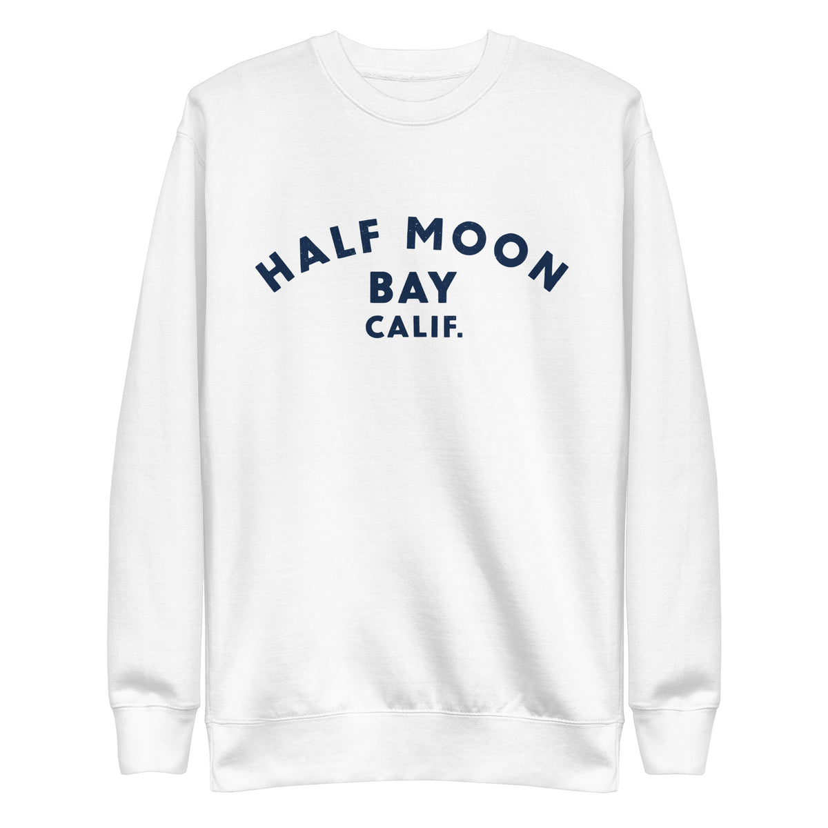 Half Moon Bay California vintage graphic, printed on a SodaPop Cool crew sweatshirt.