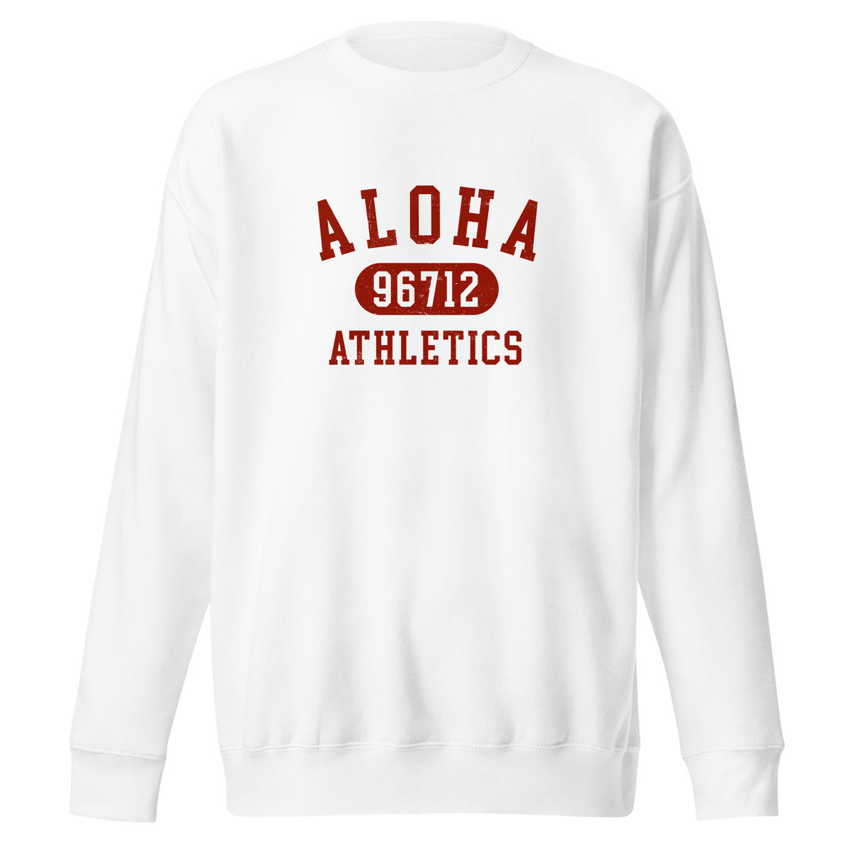 Aloha Hawaii Athletics 96712 vintage graphic, printed on a SodaPop Cool crew sweatshirt.