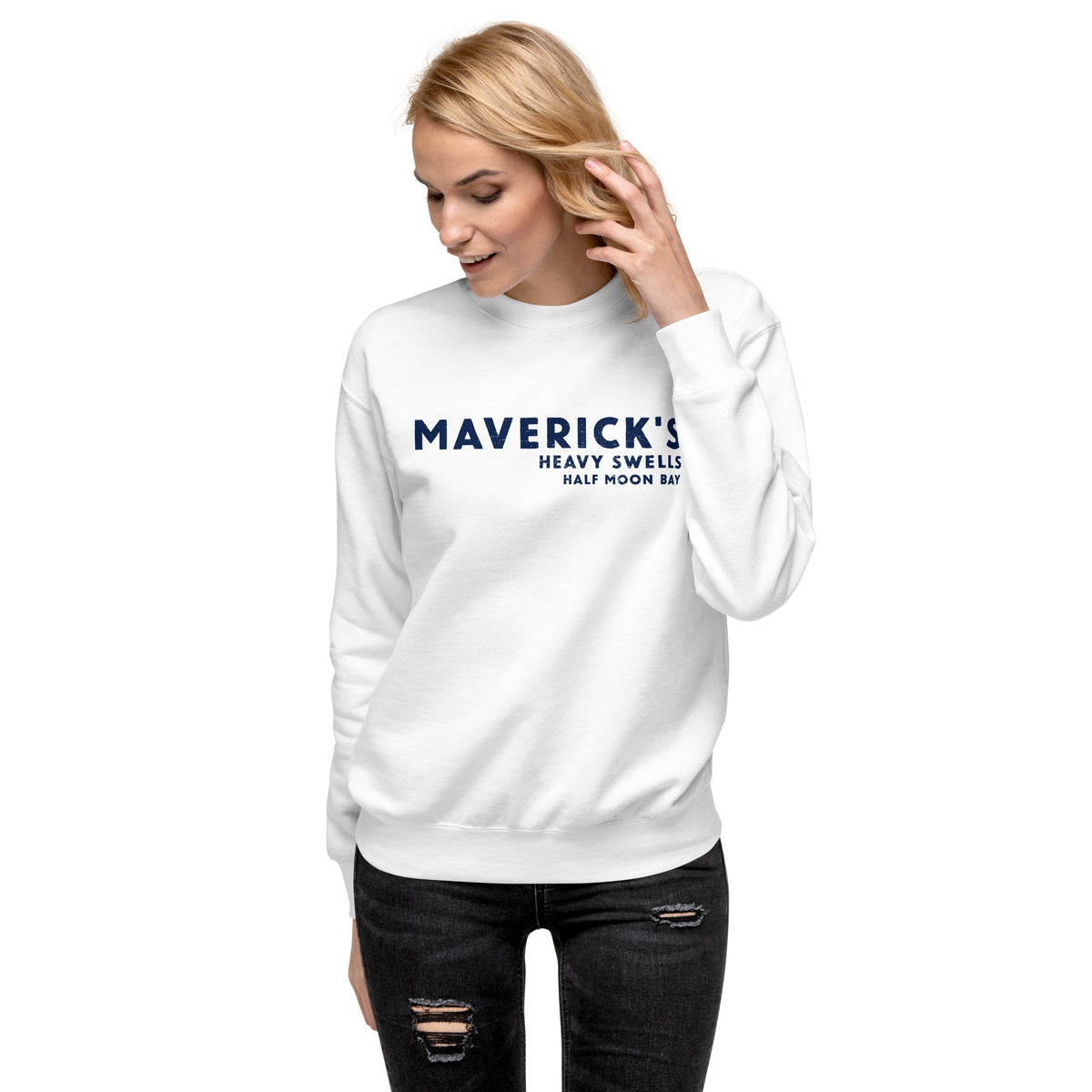 Maverick's Surfing California vintage graphic, printed on a SodaPop Cool crew sweatshirt.