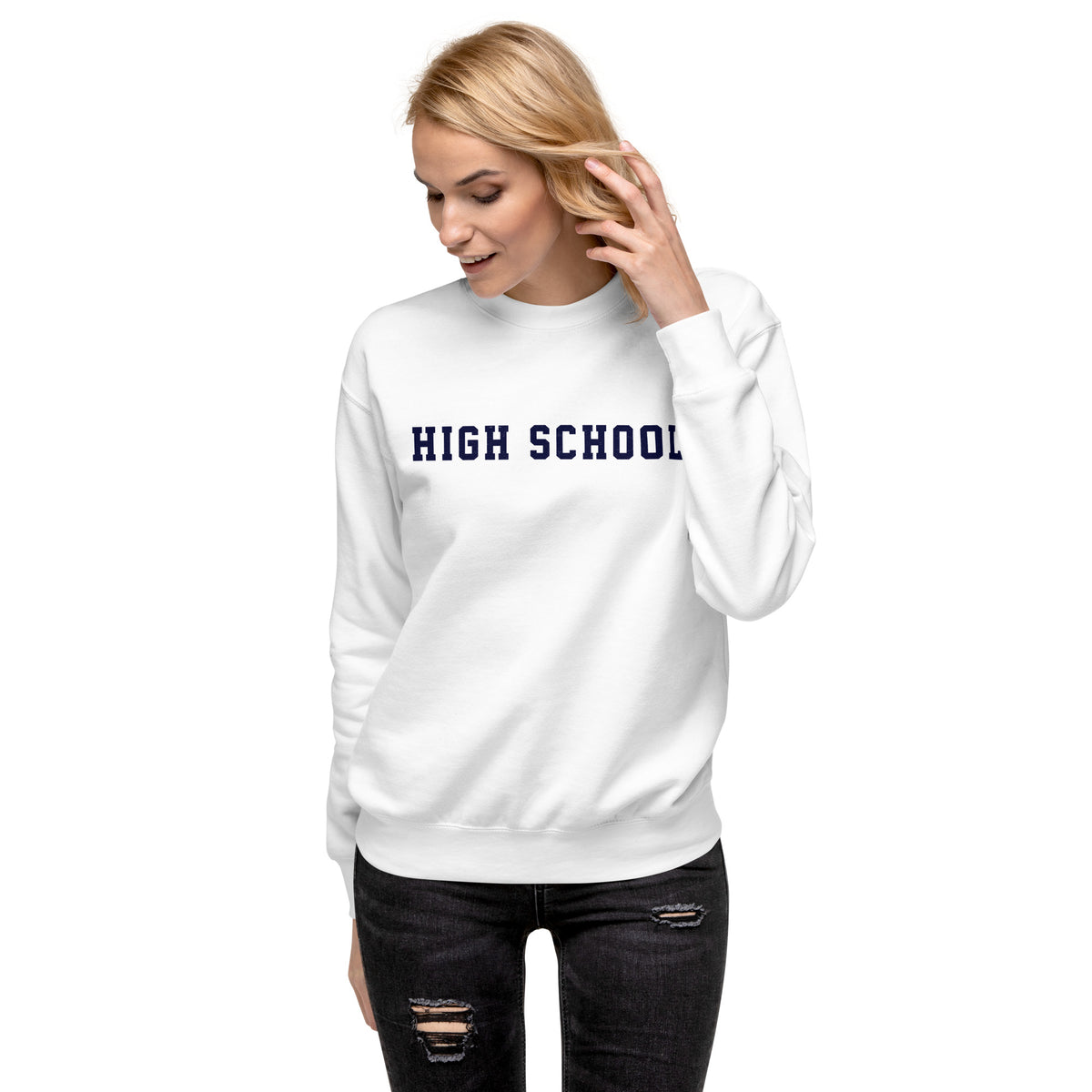 High School vintage graphic, printed on a SodaPop Cool crew sweatshirt.