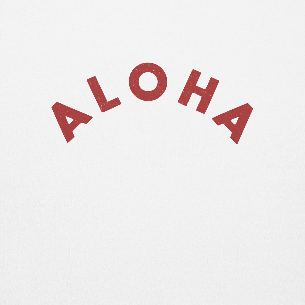 "Aloha" in clean vintage Hawaiian lettering, printed on a SodaPop Cool crew sweatshirt.