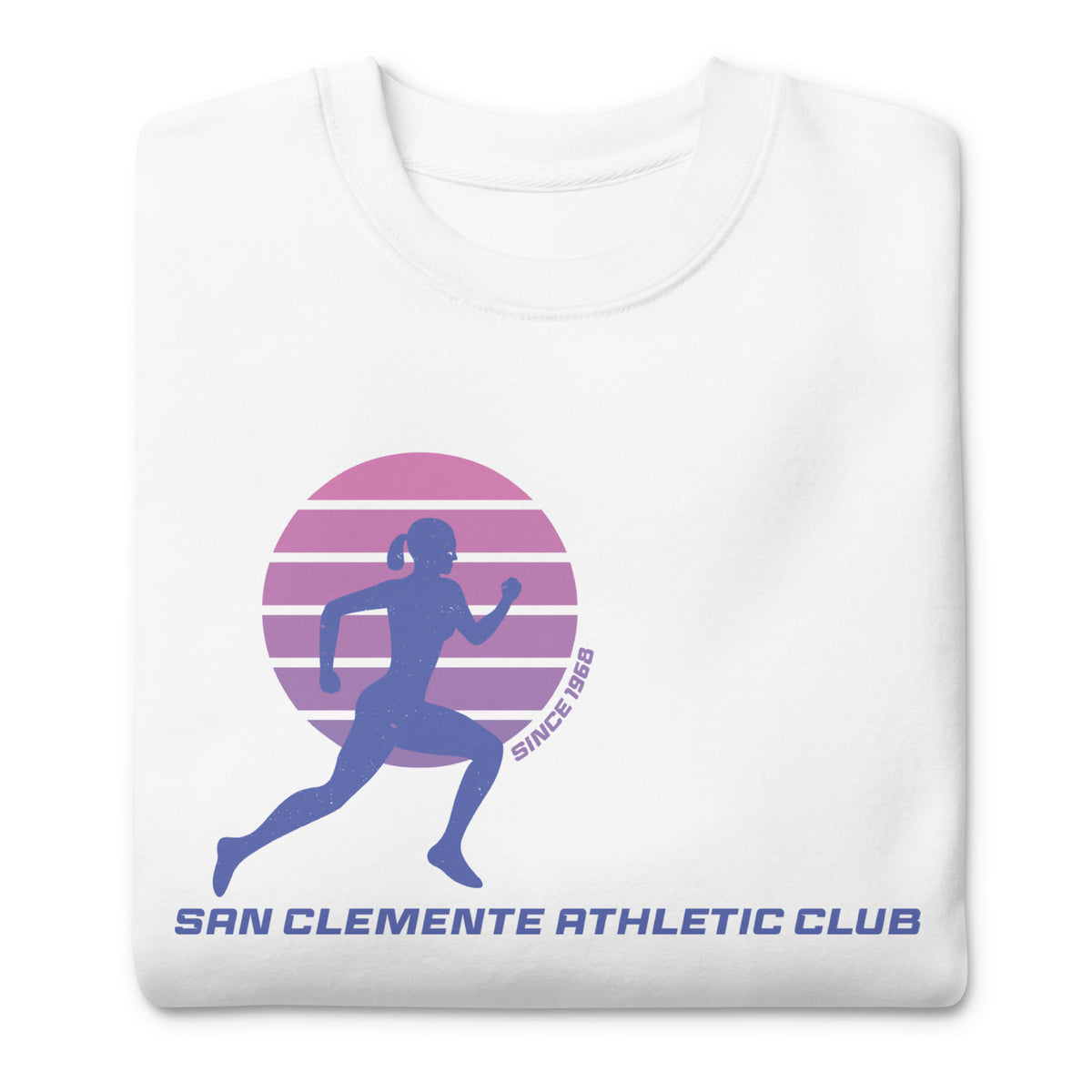San Clemente Athletic Club vintage graphic, printed on a SodaPop Cool crew sweatshirt.