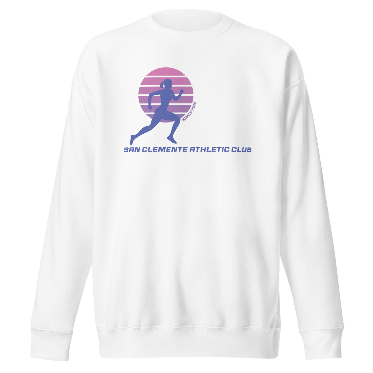 San Clemente Athletic Club vintage graphic, printed on a SodaPop Cool crew sweatshirt.