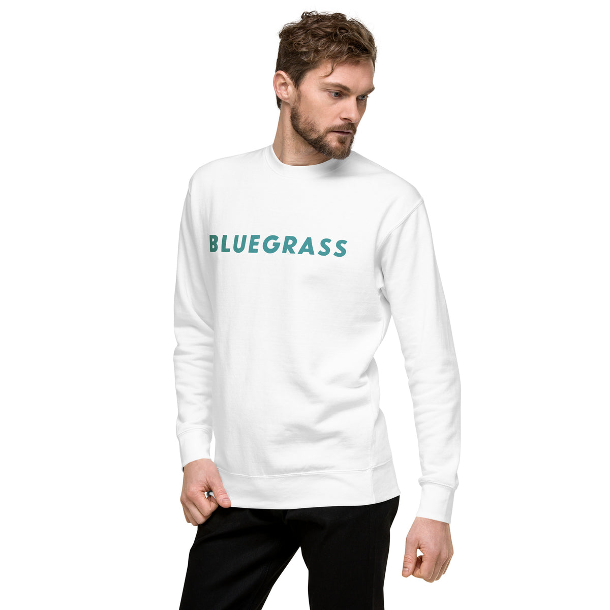 Bluegrass vintage graphic, printed on a SodaPop Cool crew sweatshirt.