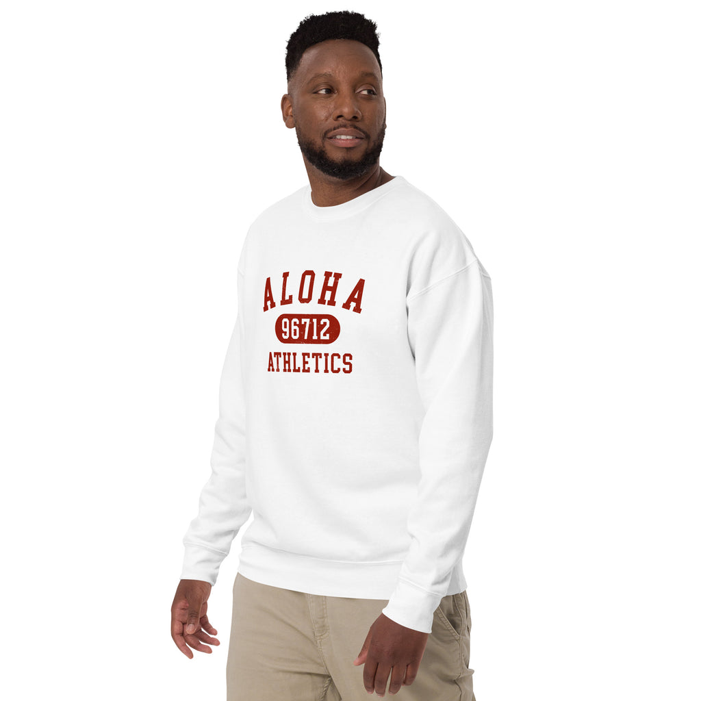 Aloha Hawaii Athletics 96712 vintage graphic, printed on a SodaPop Cool crew sweatshirt.