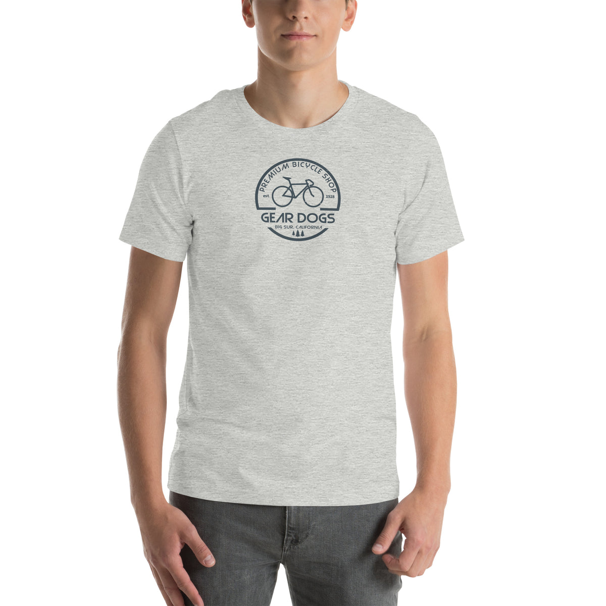 Gear Dogs Bike Shop Big Sur vintage graphic, printed on a SodaPop Cool t-shirt.