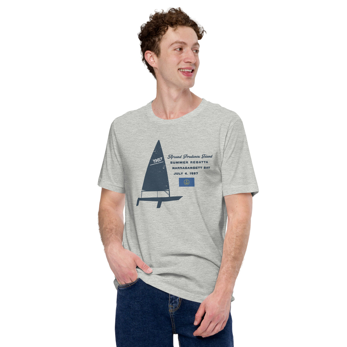 Rhode Island Sailing Prudence vintage graphic, printed on a SodaPop Cool t-shirt.