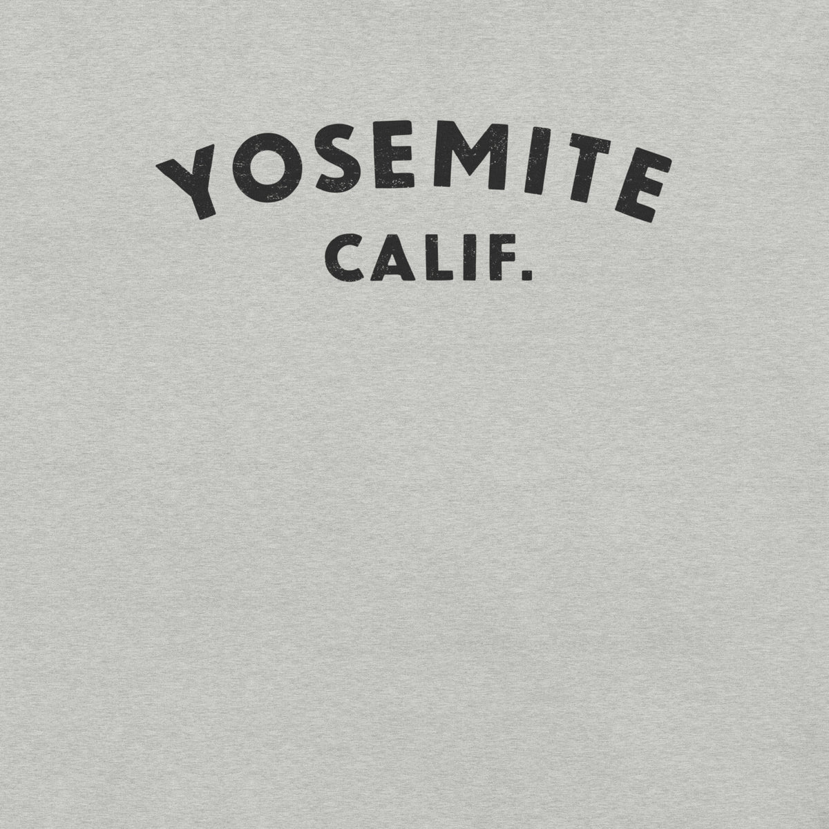 "Yosemite National Park" in vintage park-service lettering, printed on a SodaPop Cool t-shirt.