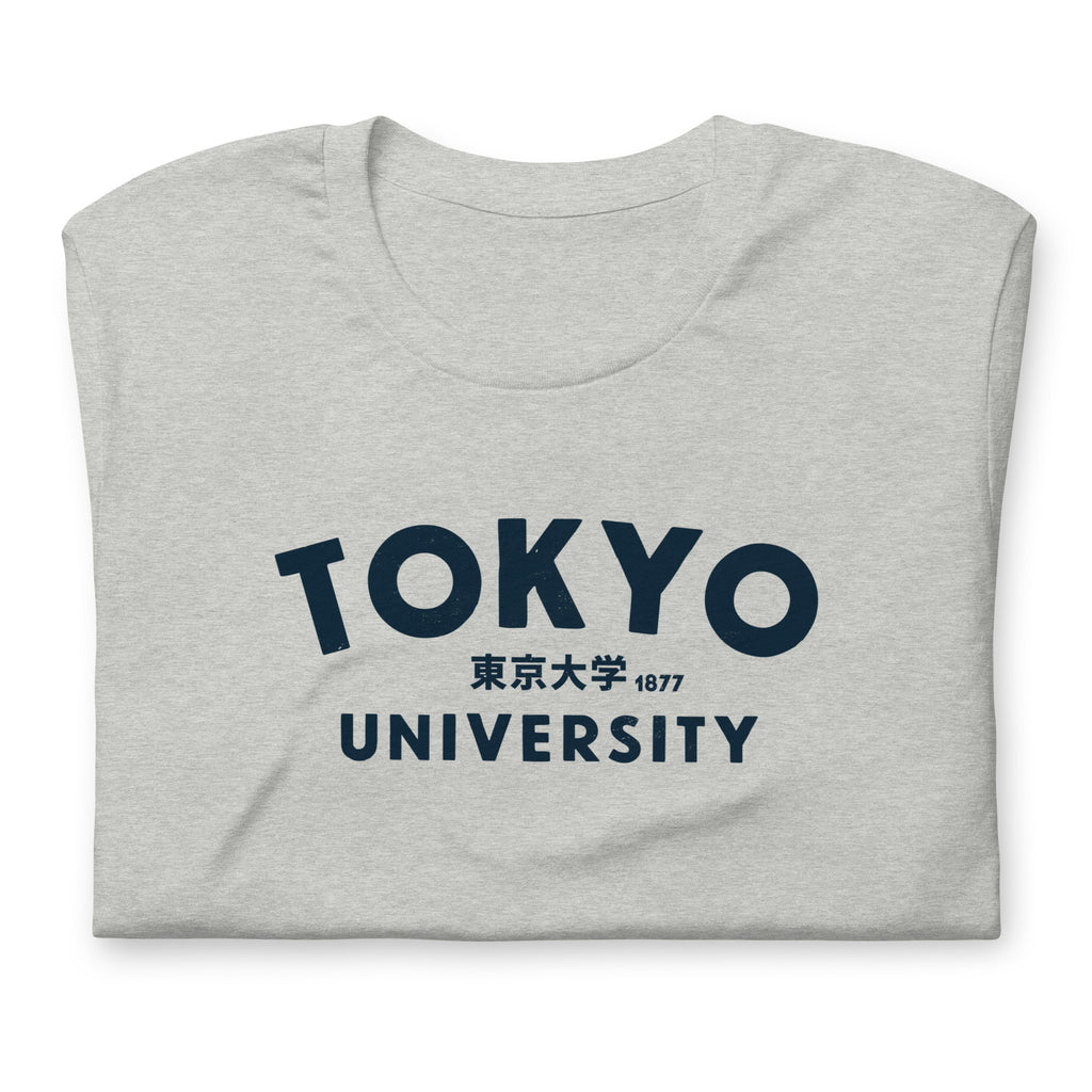 "Tokyo University" in classic collegiate lettering with Japanese script, printed on a SodaPop Cool t-shirt.