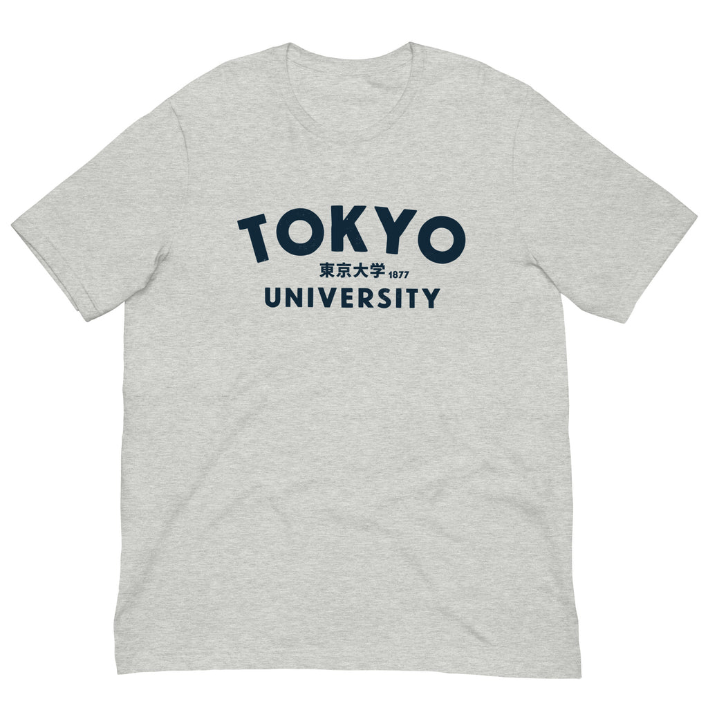 "Tokyo University" in classic collegiate lettering with Japanese script, printed on a SodaPop Cool t-shirt.