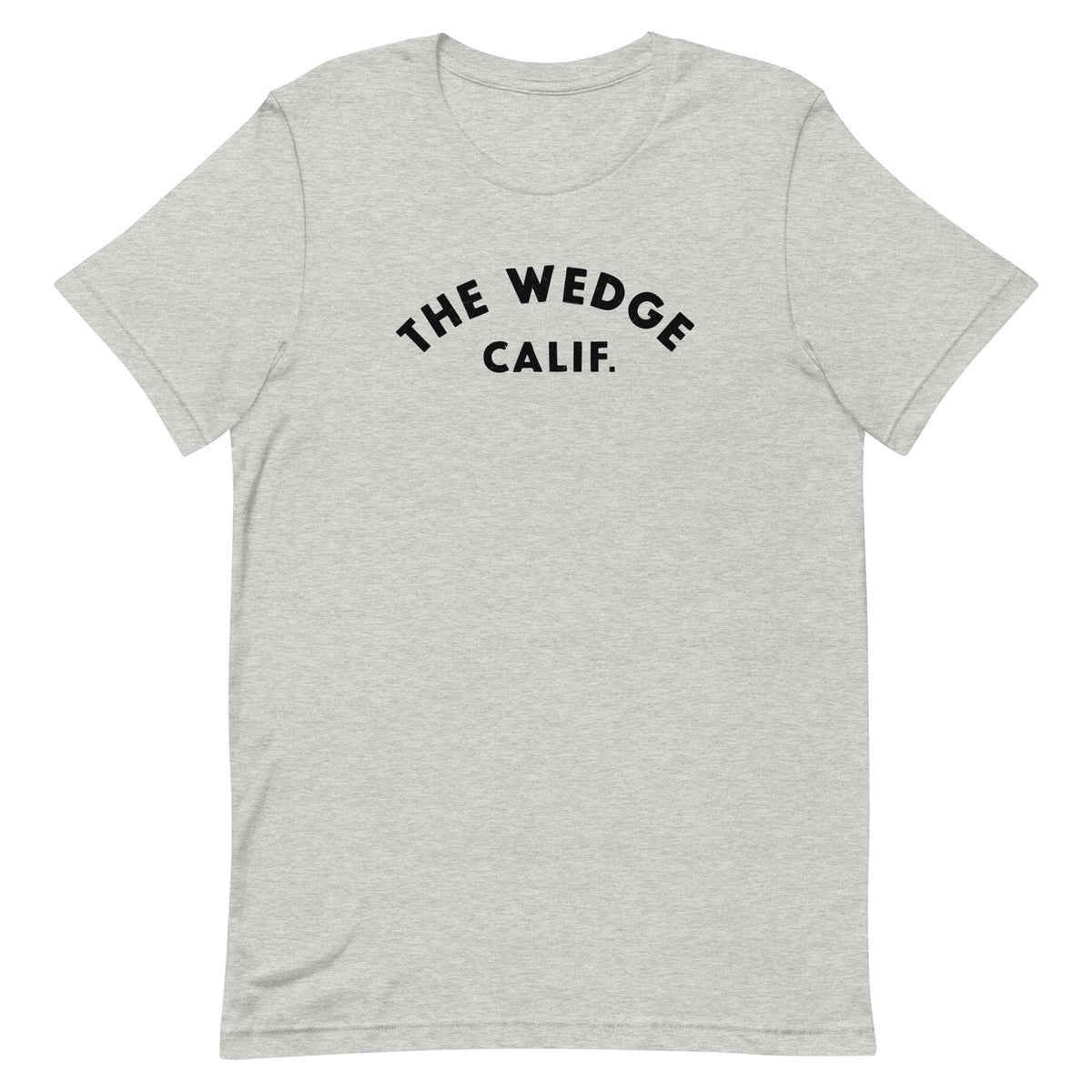 "The Wedge" in classic California surf lettering, printed on a SodaPop Cool t-shirt.
