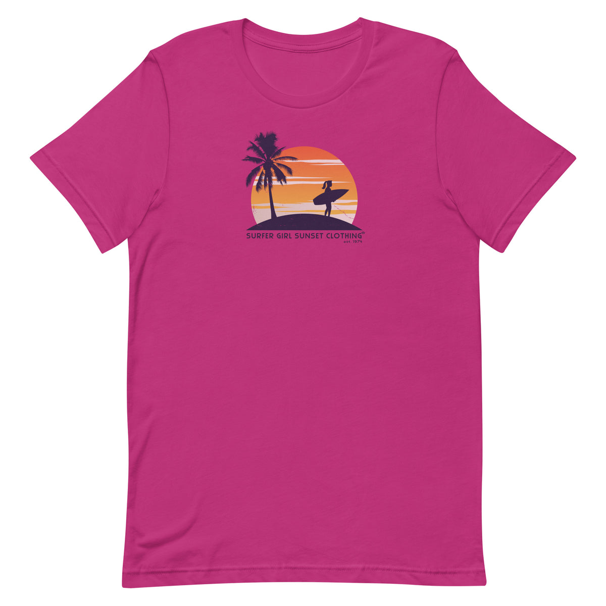Surfer Girl Sunset Clothing vintage graphic, printed on a SodaPop Cool t-shirt.