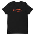 "Doheny Dana Point" in vintage California surf lettering, printed on a SodaPop Cool t-shirt.