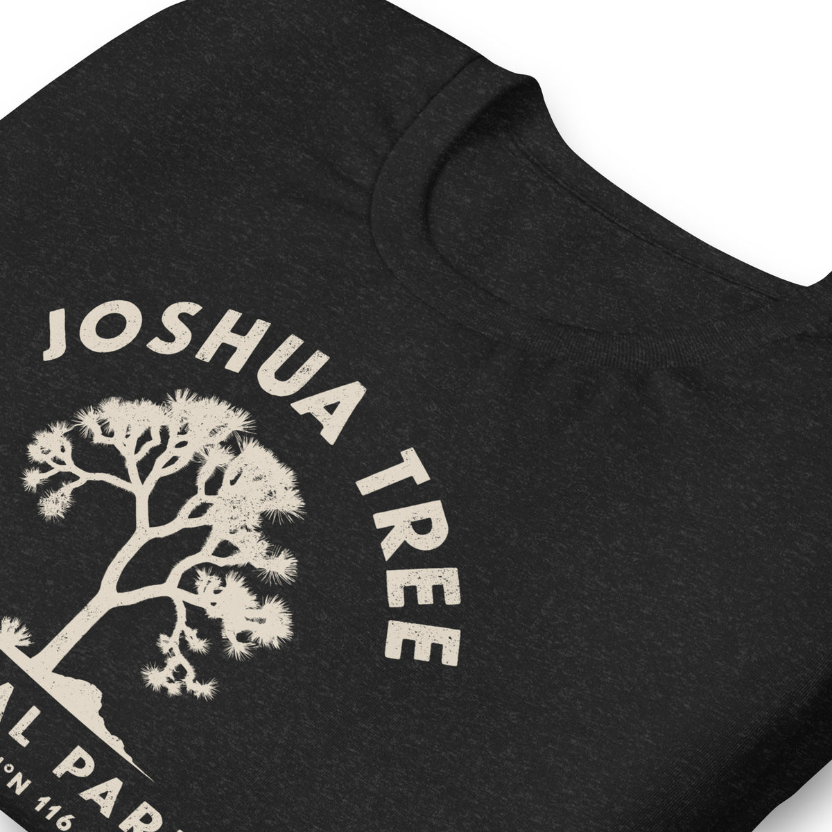 Joshua tree and a desert bird in classic national park styling, printed on a SodaPop Cool t-shirt.