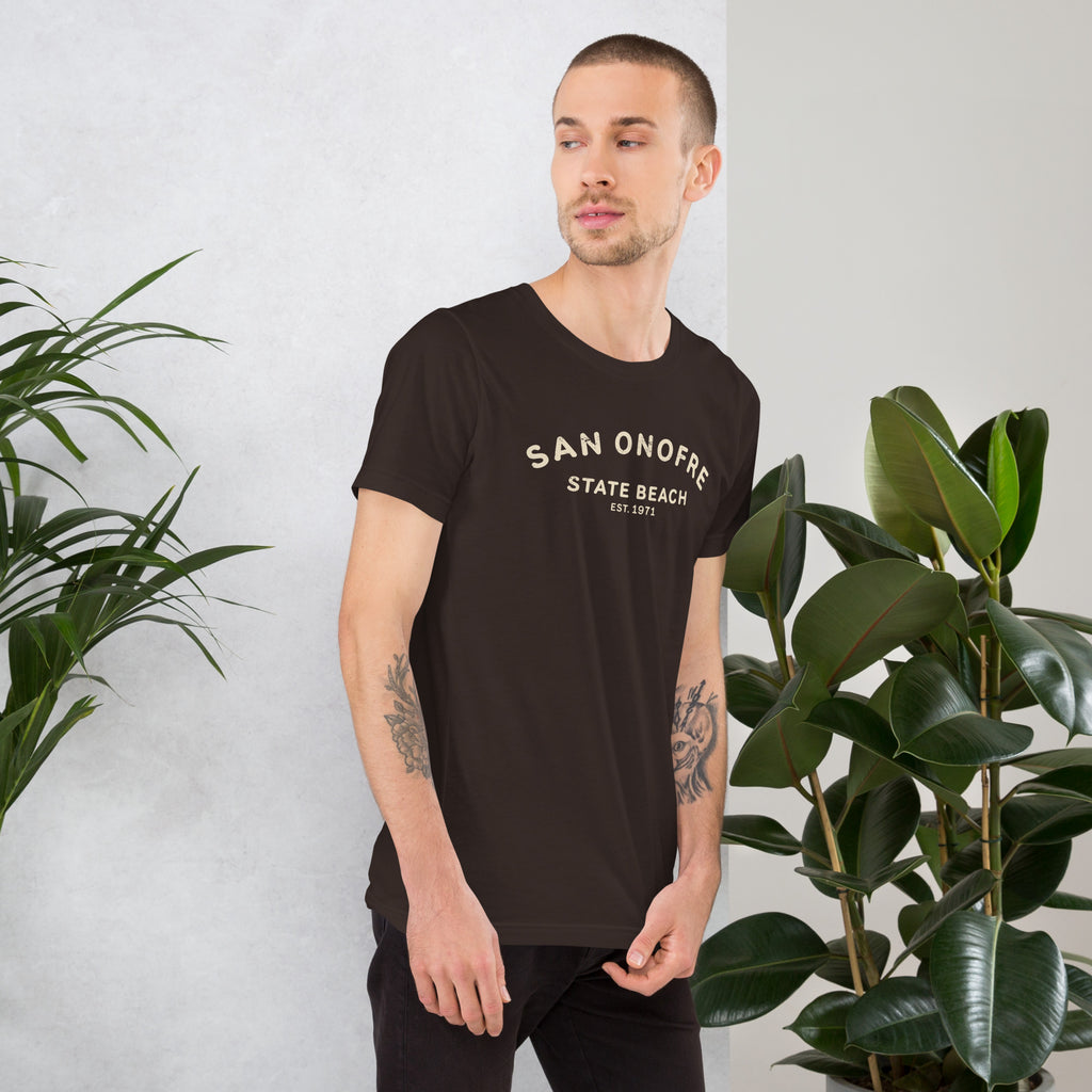 San Onofre Beach California vintage graphic, printed on a SodaPop Cool t-shirt.