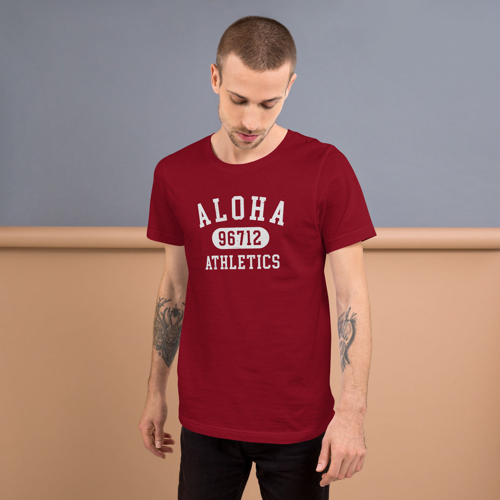 Aloha Hawaii Athletics 96712 vintage graphic, printed on a SodaPop Cool t-shirt.