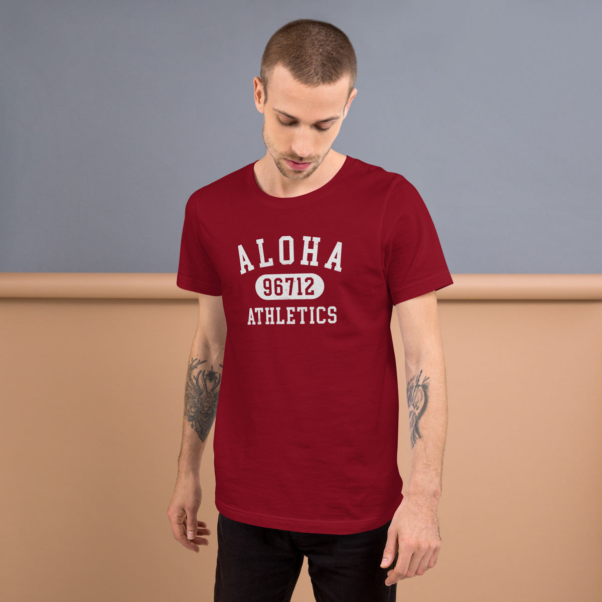 Aloha Hawaii Athletics 96712 vintage graphic, printed on a SodaPop Cool t-shirt.
